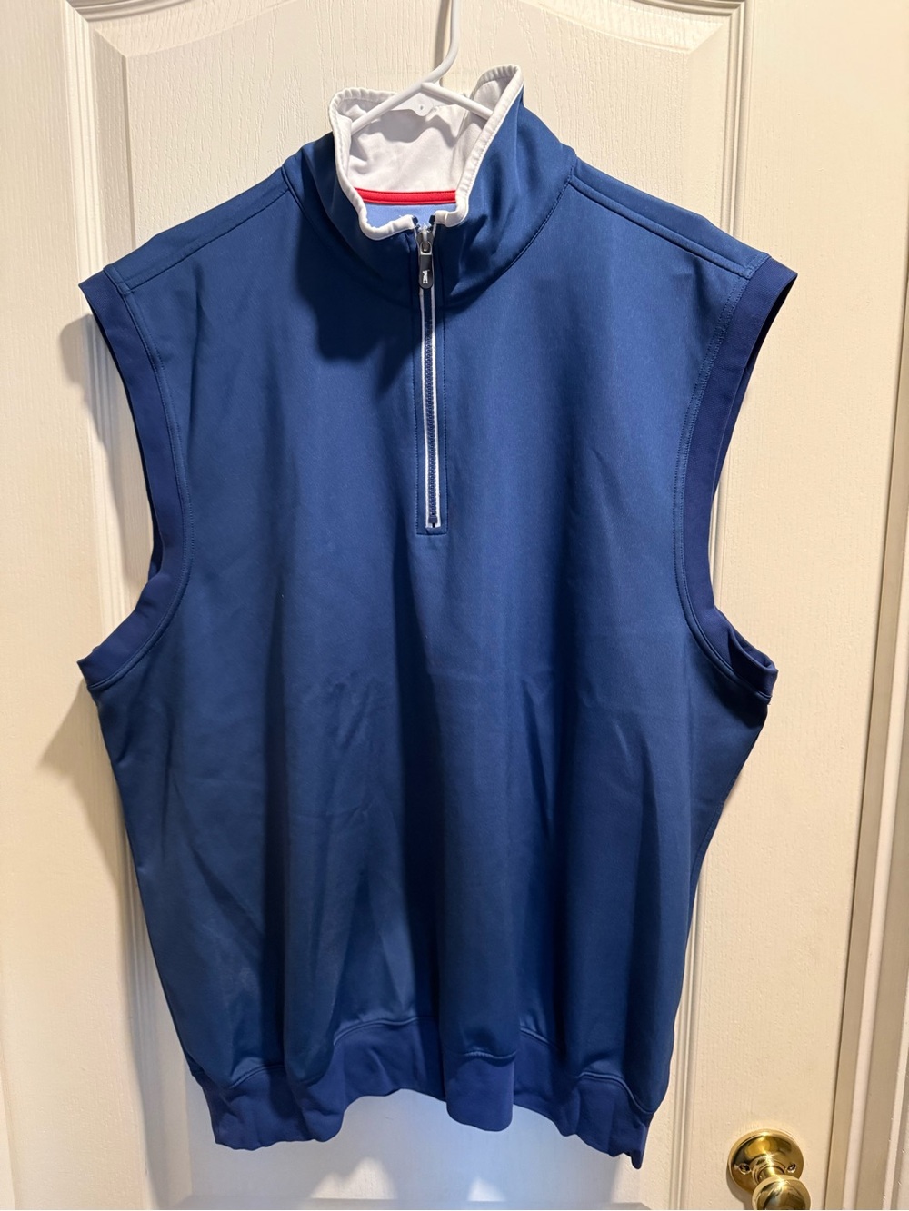 Fairway & Greene Navy Blue Zip-Up Golf Vest with White Trim
